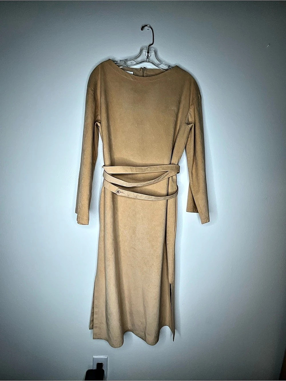 Samuel Robert Suede Wrap Midi Dress in Brown Size 12 Like New